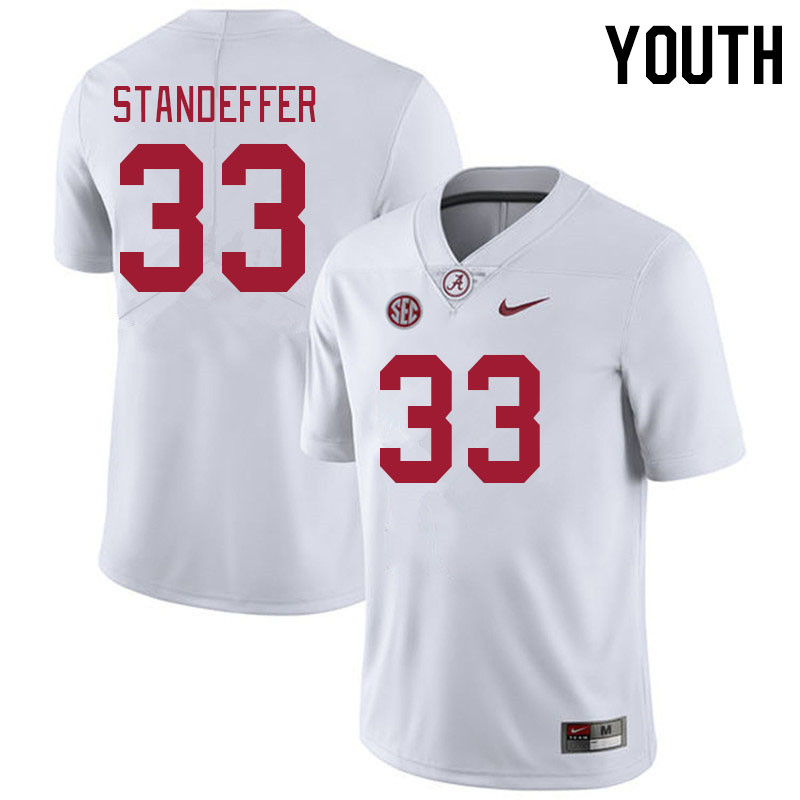 Youth #33 Jack Standeffer Alabama Crimson Tide College Footabll Jerseys Stitched-White